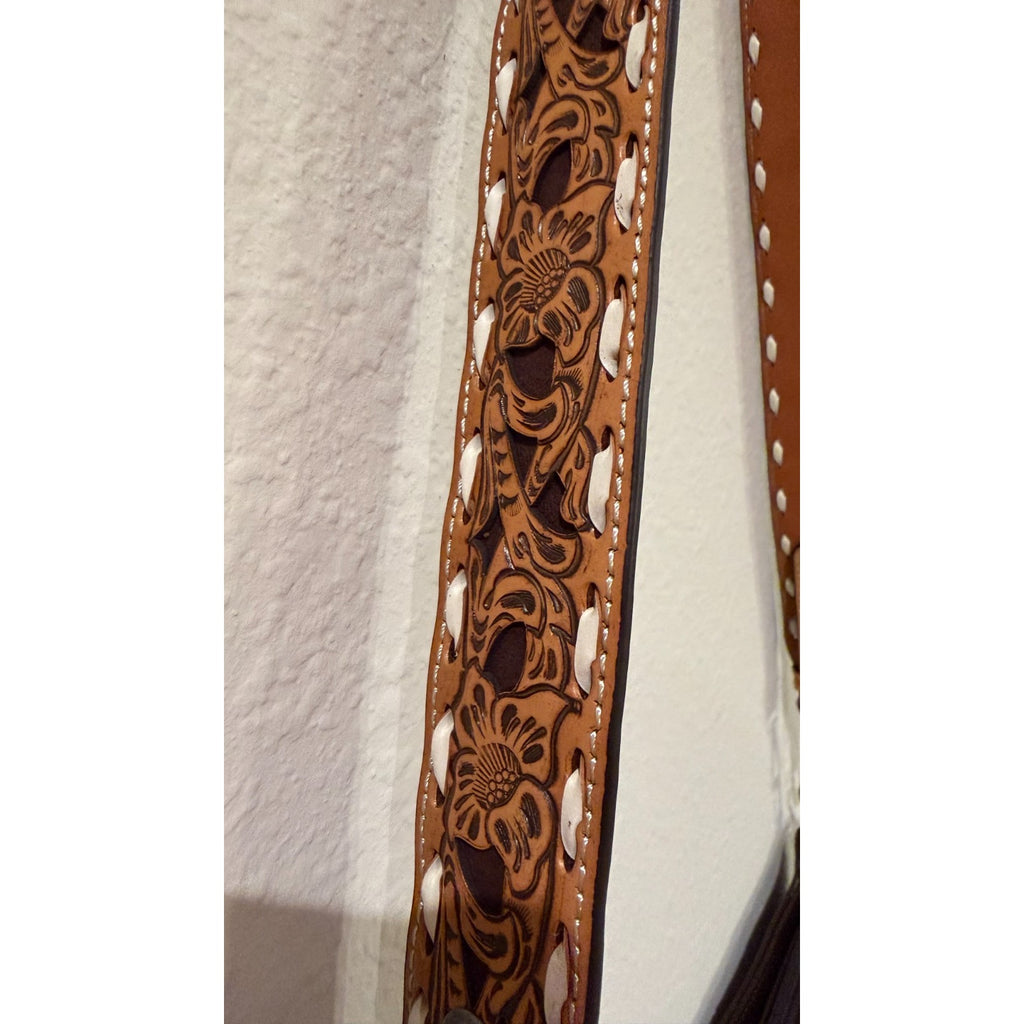 Angel Ranch Angora Messenger Conceal Carry Handbag - Floral Tooled Strap NWT