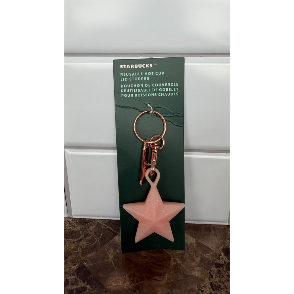 Starbucks 2023 Holiday Pink Star Reusable Silicone Hot Cup Lid Stopper NEW