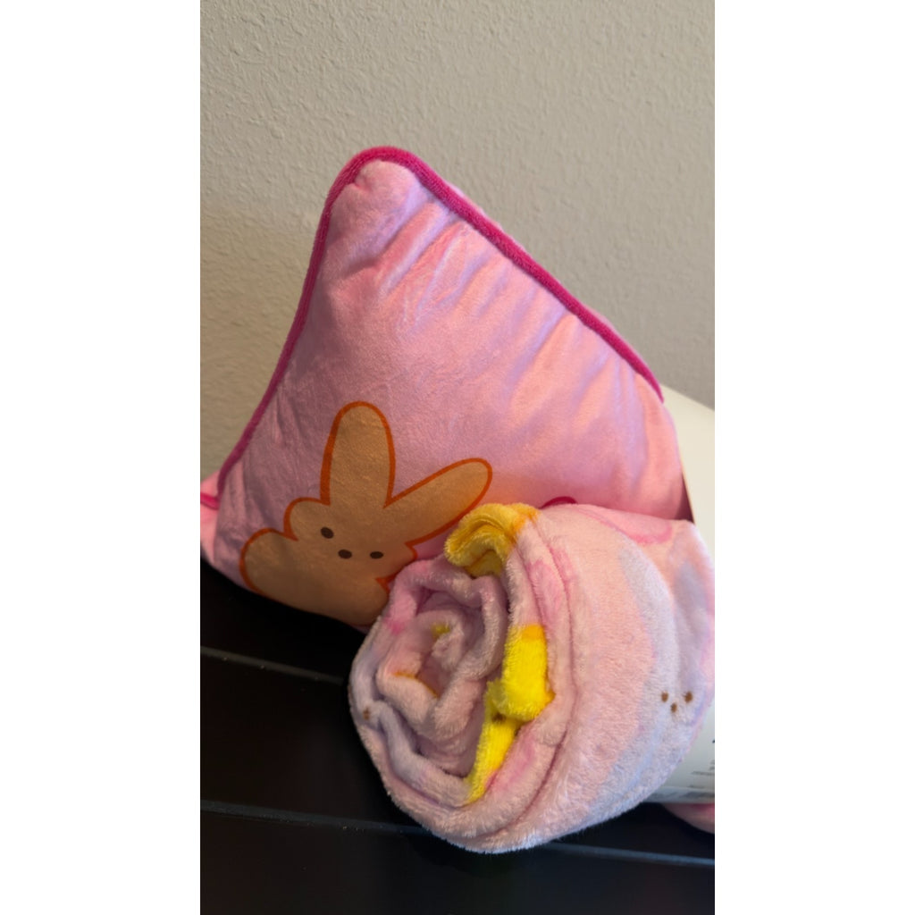 Peeps Pink 2-Piece Plush Set — Throw & Pillow 50x60 - NEW