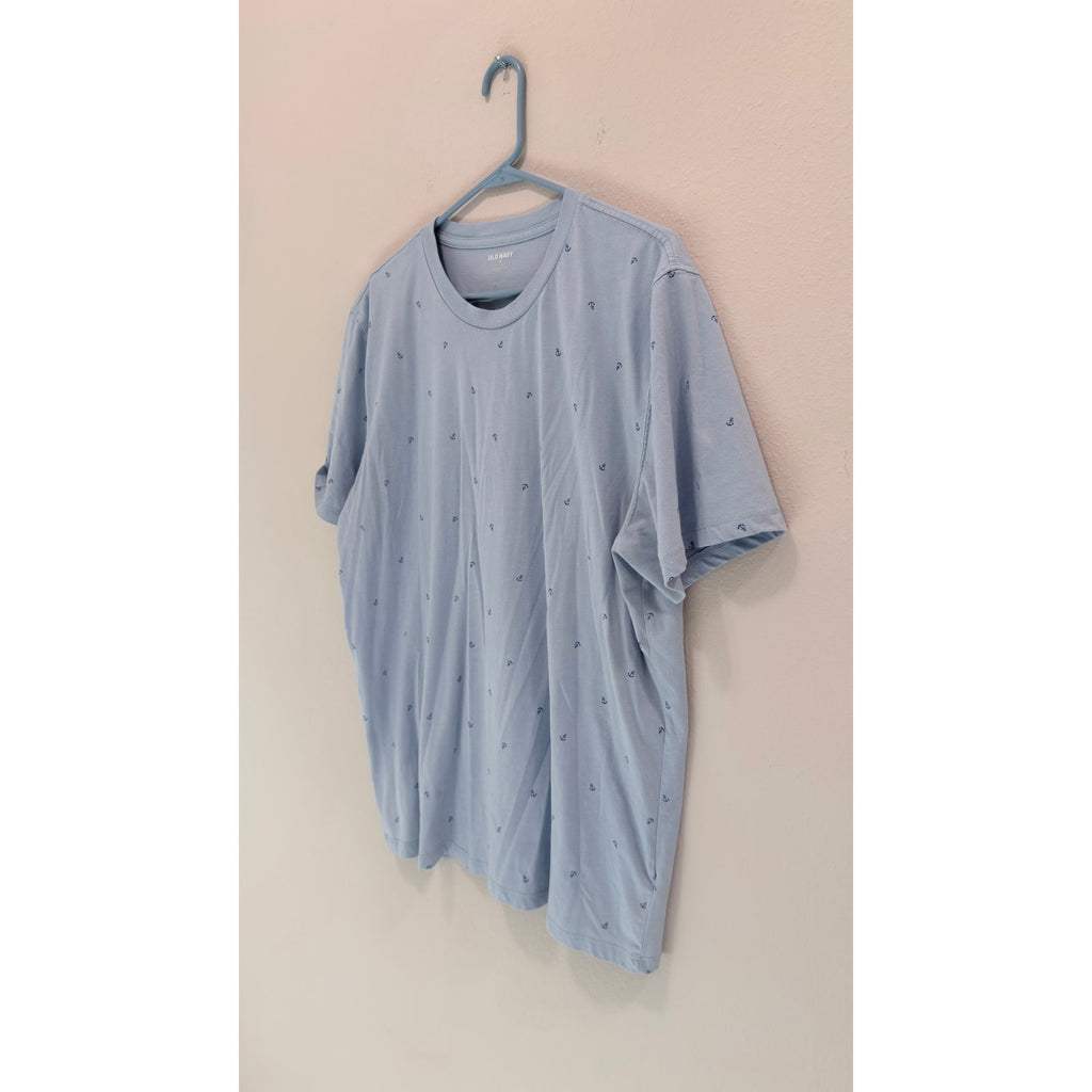 Old Navy Men's Soft-Washed Crew-Neck Tee – Anchor Print – Large – Preowned