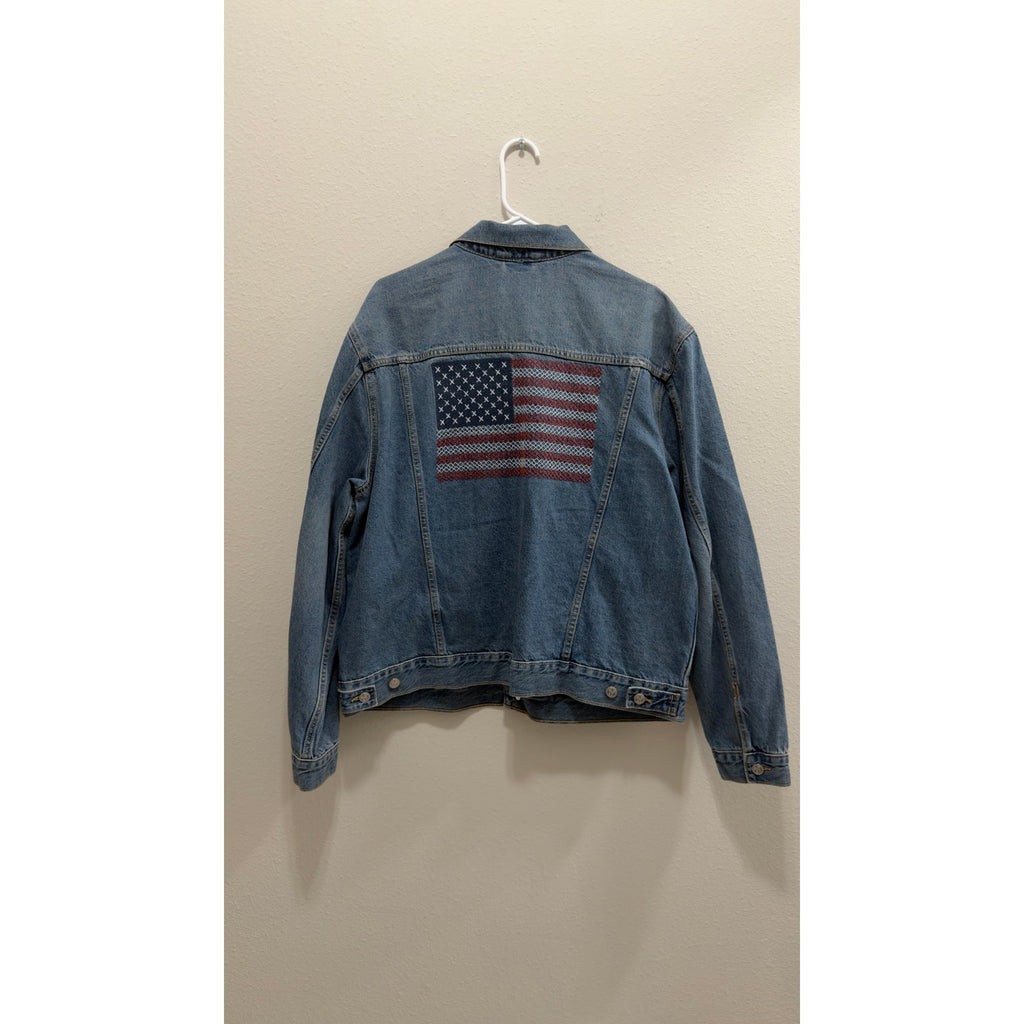 NWT Old Navy x Disney Men's Mickey Mouse Americana Denim Trucker Jacket XL