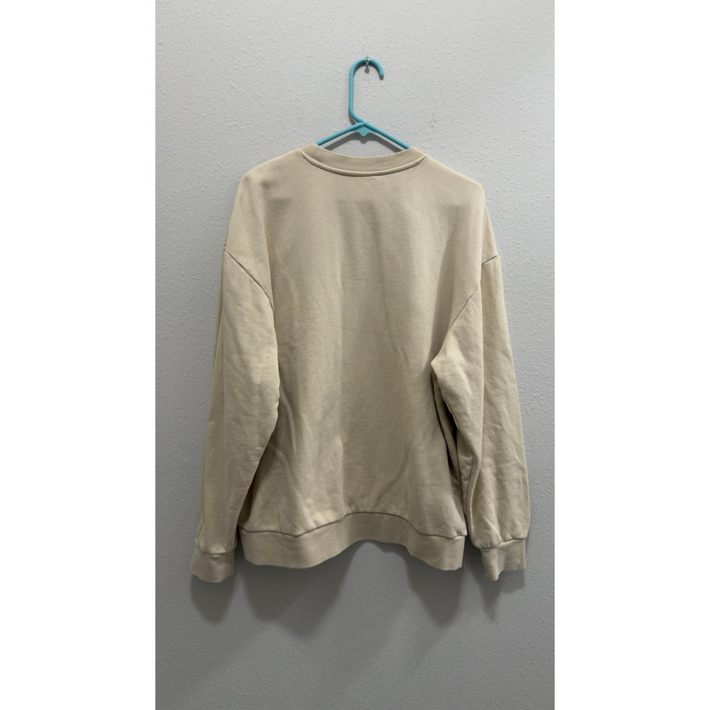 Disney Parks Mickey Mouse Peace Sign Beige Crewneck Sweatshirt Adult Large