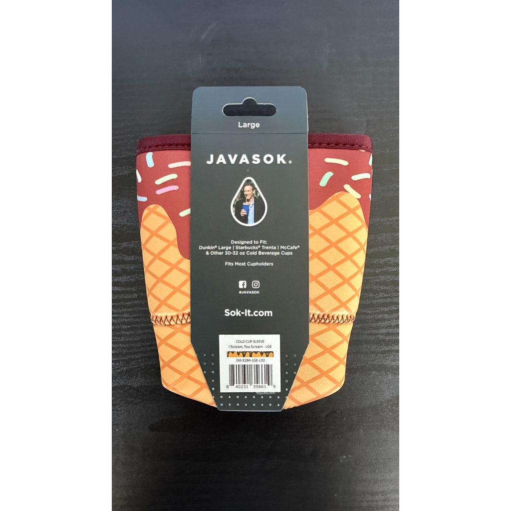 JavaSok "I Scream You Scream" Iced Coffee Sleeve - Large 30-32oz NWT