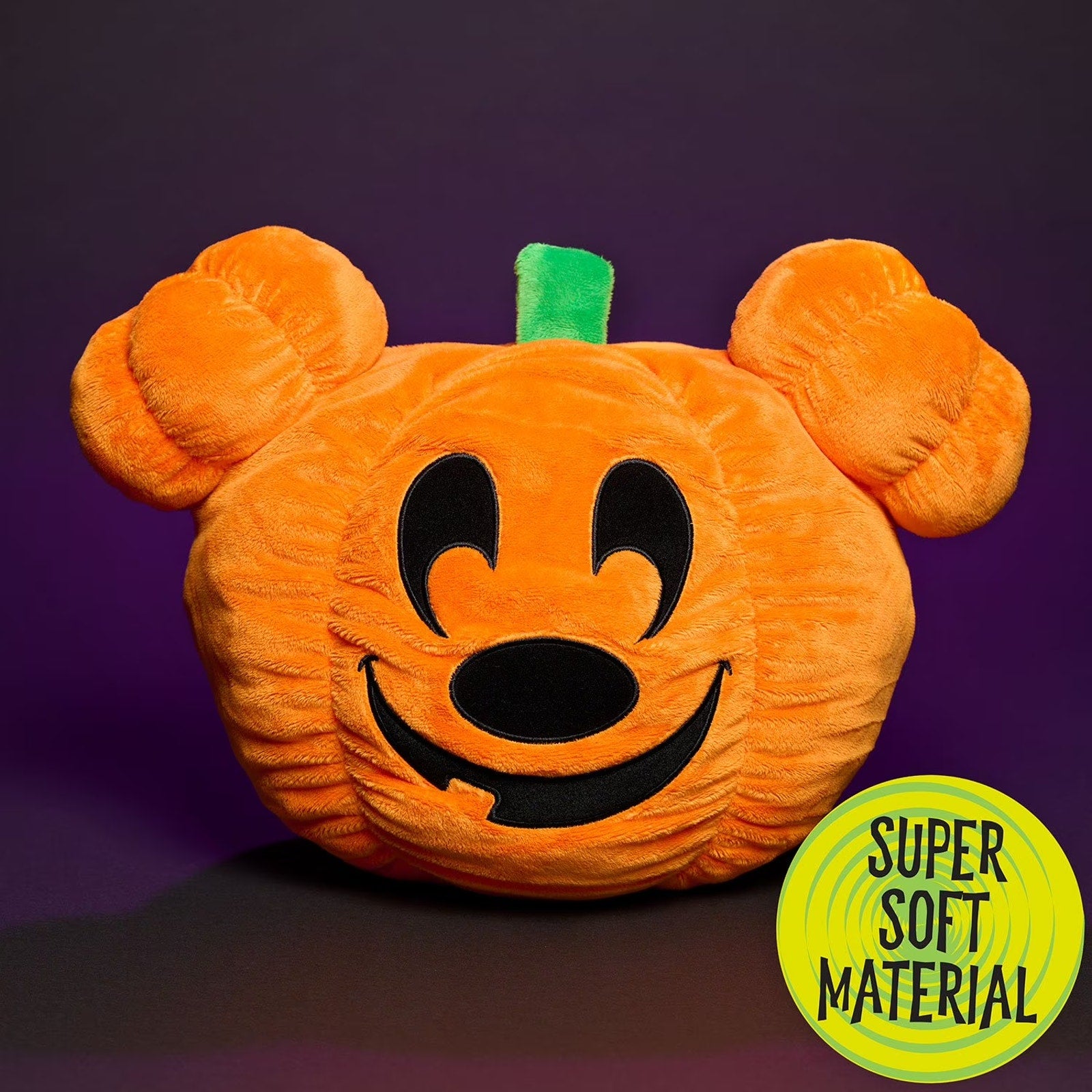 Disney Halloween Mickey Mouse 14" Pumpkin Head Plush Pillow NEW