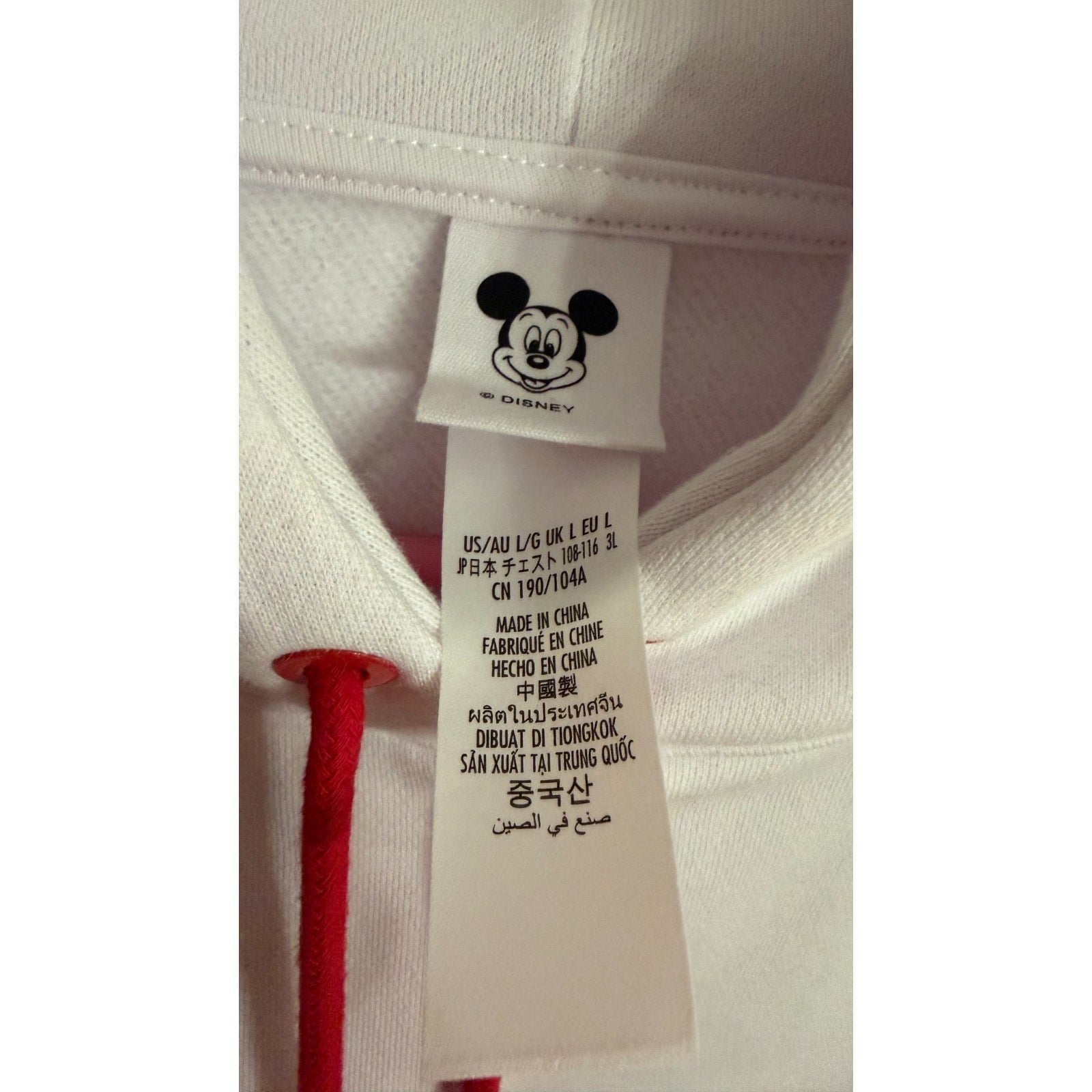NWT Walt Disney World Classic Mickey Red Stripe Hoodie Adult Large