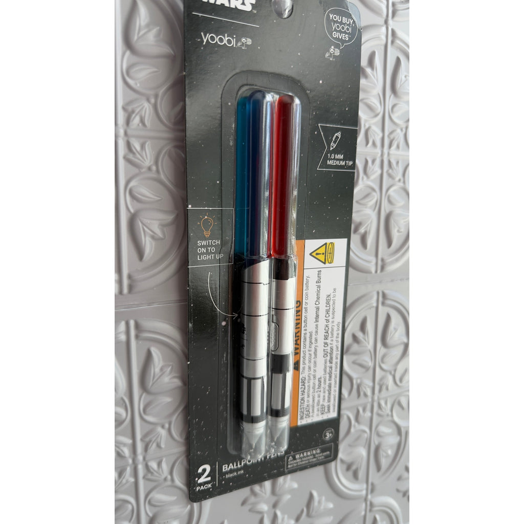 Yoobi Star Wars Light-Up Lightsaber Ballpoint Pens 2-Pack – Red & Blue NEW