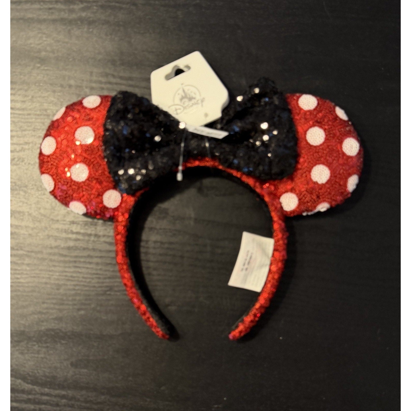 Disney Parks Classic Minnie Mouse Sequined Ear Polka Dot Headband NEW
