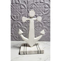 Teak Wood Anchor Coastal Sculpture White Table Decor
