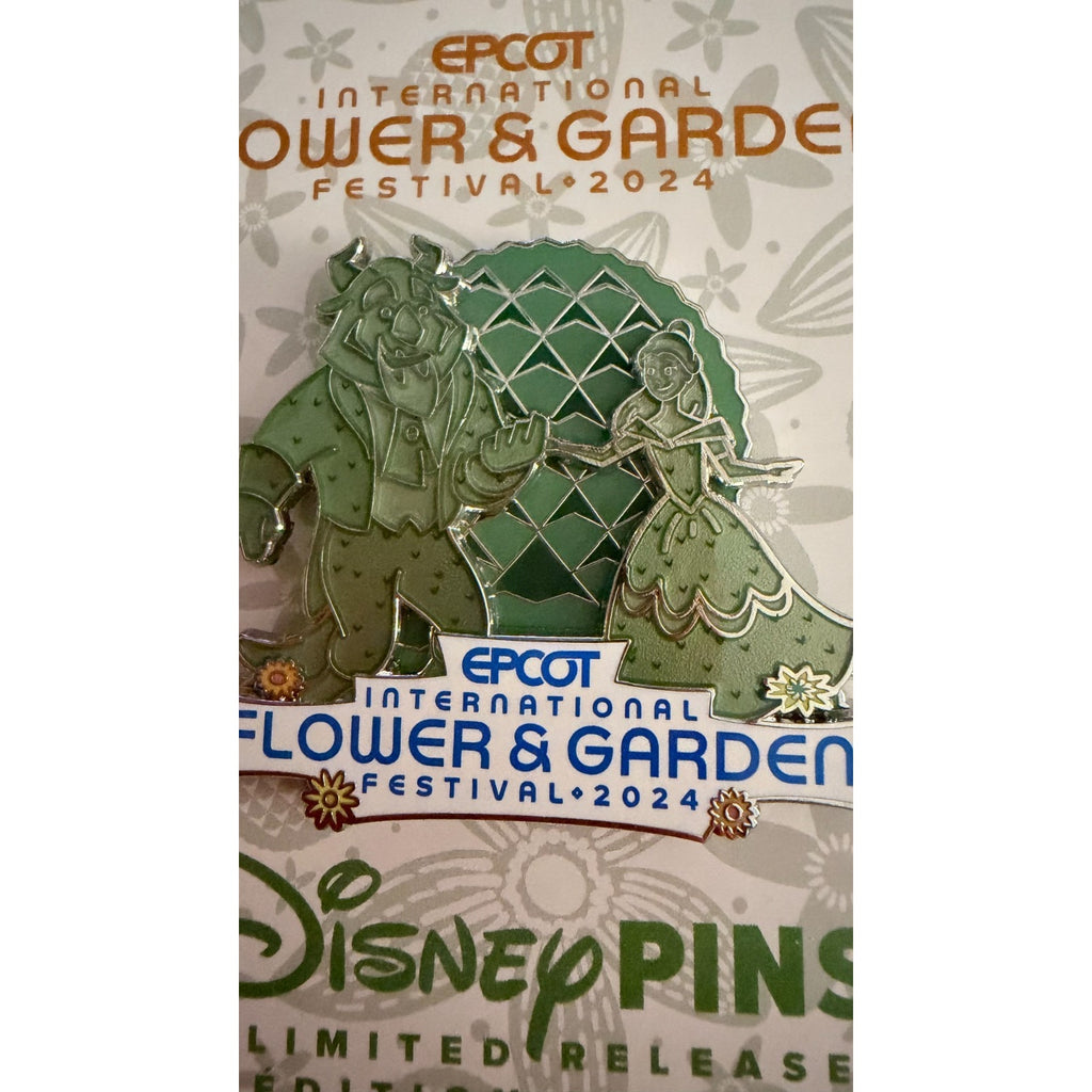 Disney Parks 2024 Epcot Flower & Garden BEAUTY AND THE BEAST Topiary Pin NEW