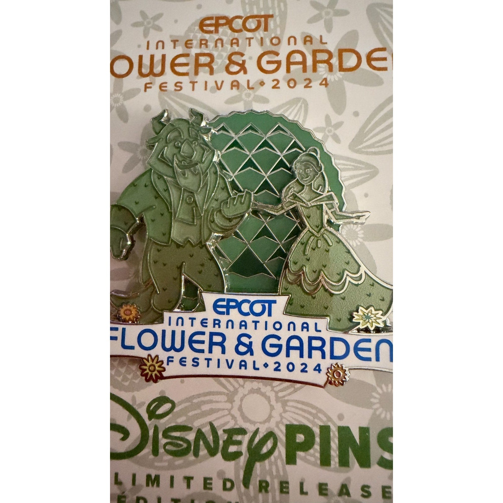 Disney Parks 2024 Epcot Flower & Garden BEAUTY AND THE BEAST Topiary Pin NEW