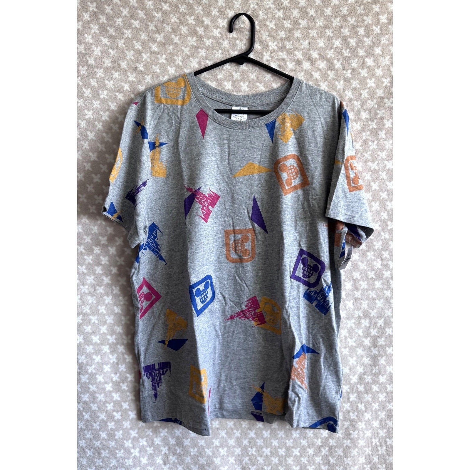 Walt Disney World Parks Retro Throwback Allover Print T-Shirt | Large NWT