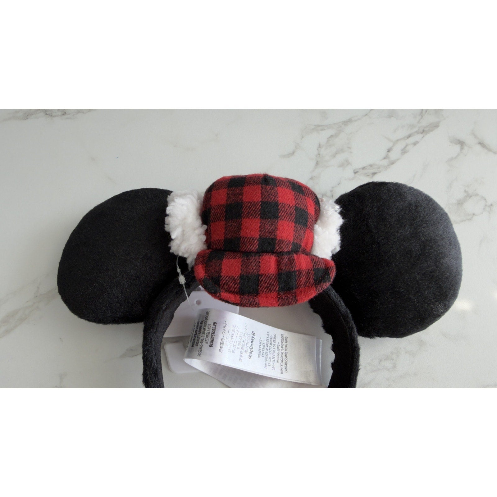 Disney Parks Mickey Red Plaid Trapper Hat Ears Headband Christmas Holiday NEW