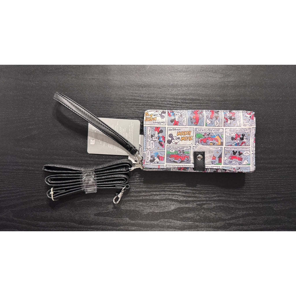 Disney Parks Mickey Mouse Comic Strip Wallet with Wristlet & Shoulder Straps NWT