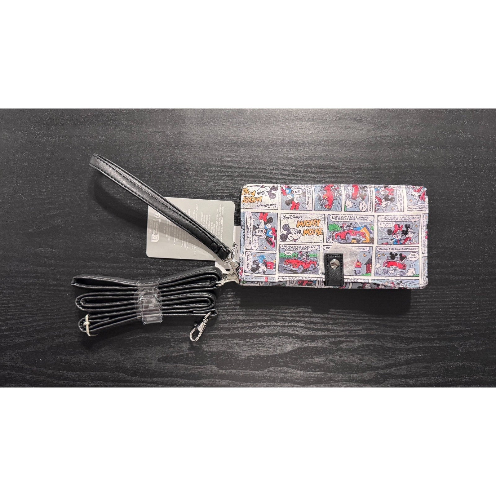 Disney Parks Mickey Mouse Comic Strip Wallet with Wristlet & Shoulder Straps NWT