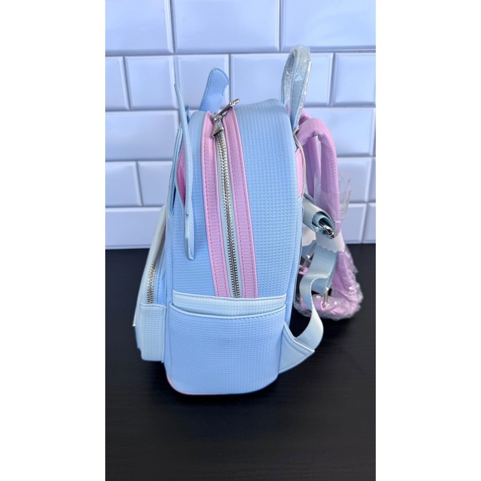 Disney Parks x Loungefly Stitch 626 Day Blue &Pink Waffle Texture Backpack NWT