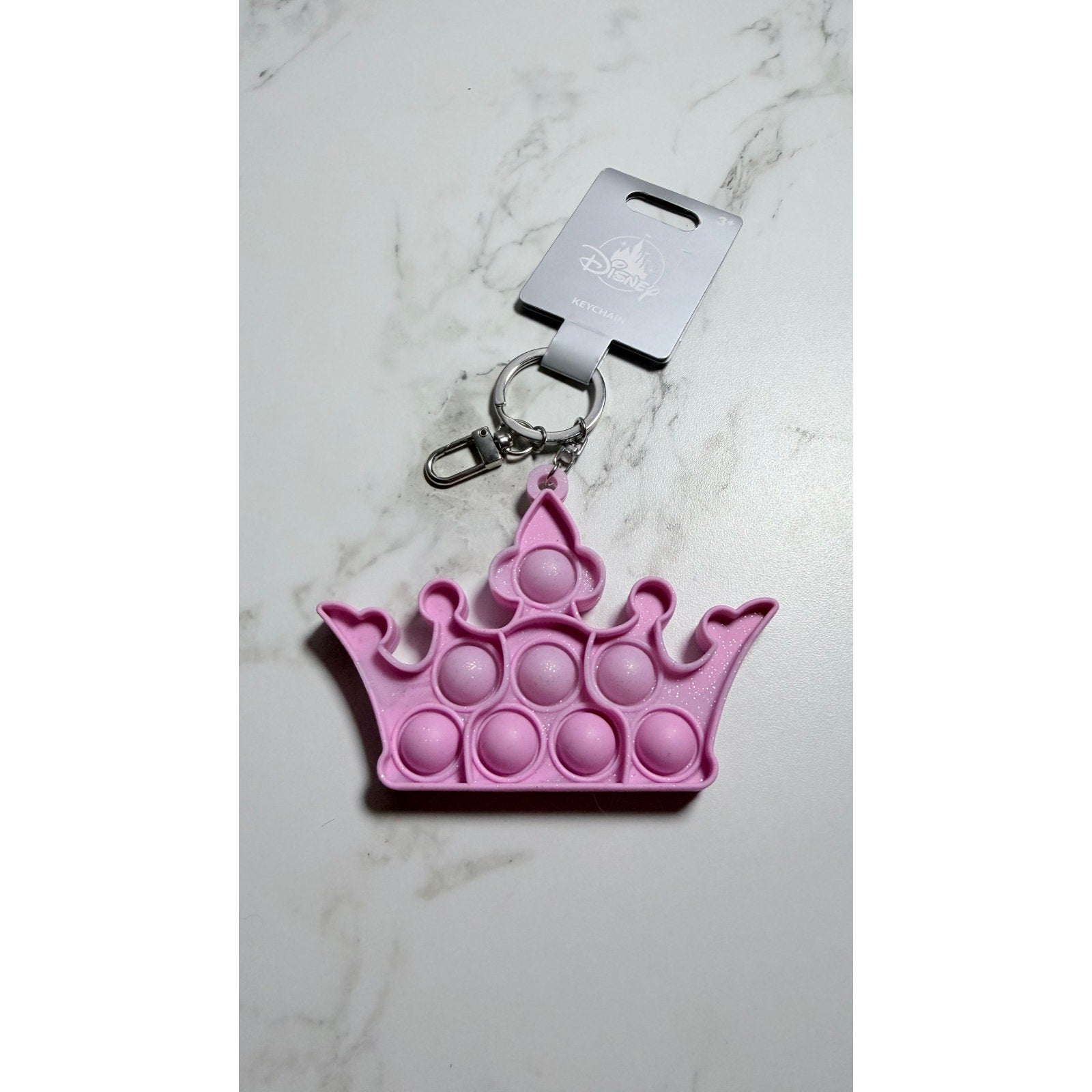 Disney Parks Pink Princess Crown Pop It Charm Sensory Fidget Keychain NEW