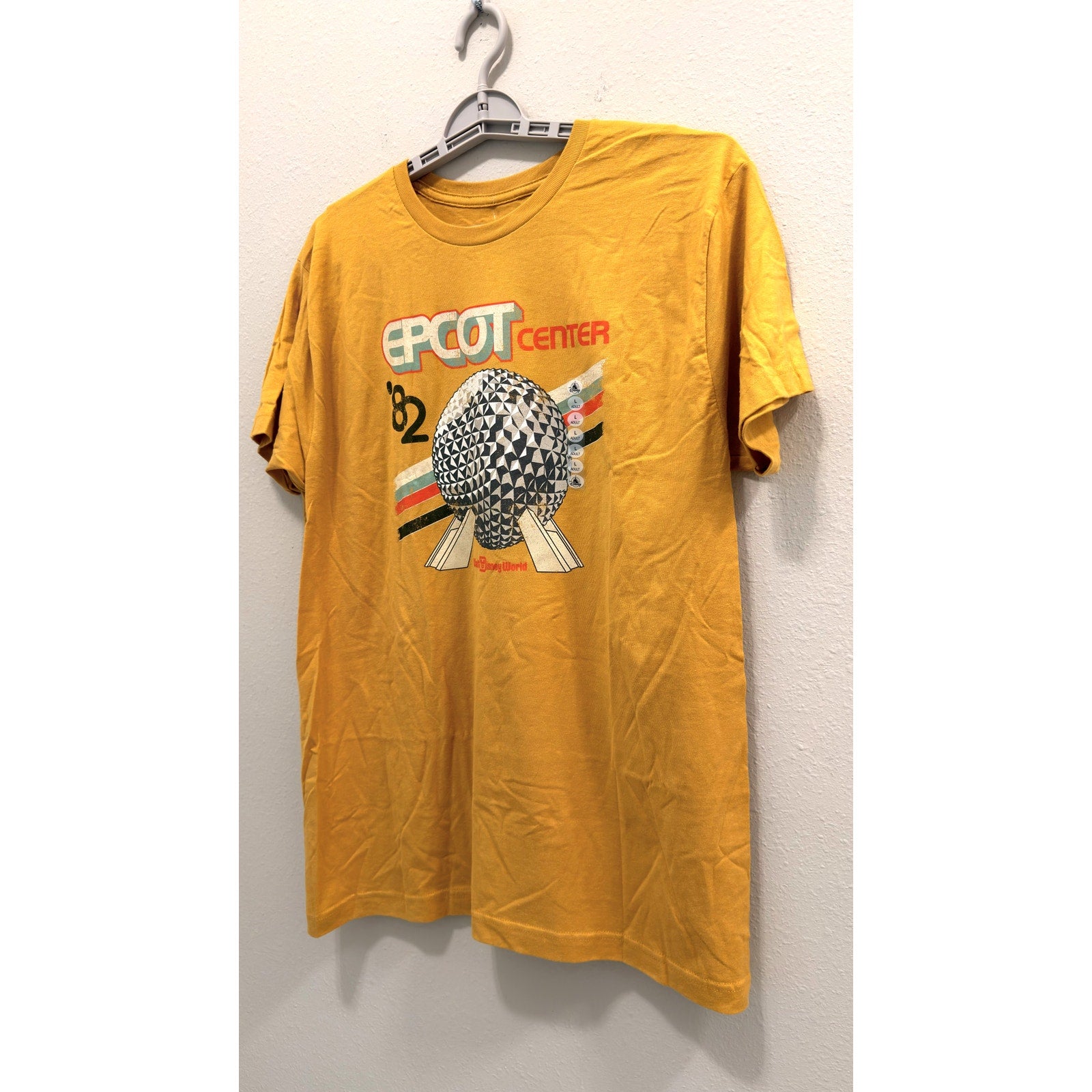 Disney Epcot Center '82 Retro Graphic T-Shirt Mustard Yellow Adult Large NWT