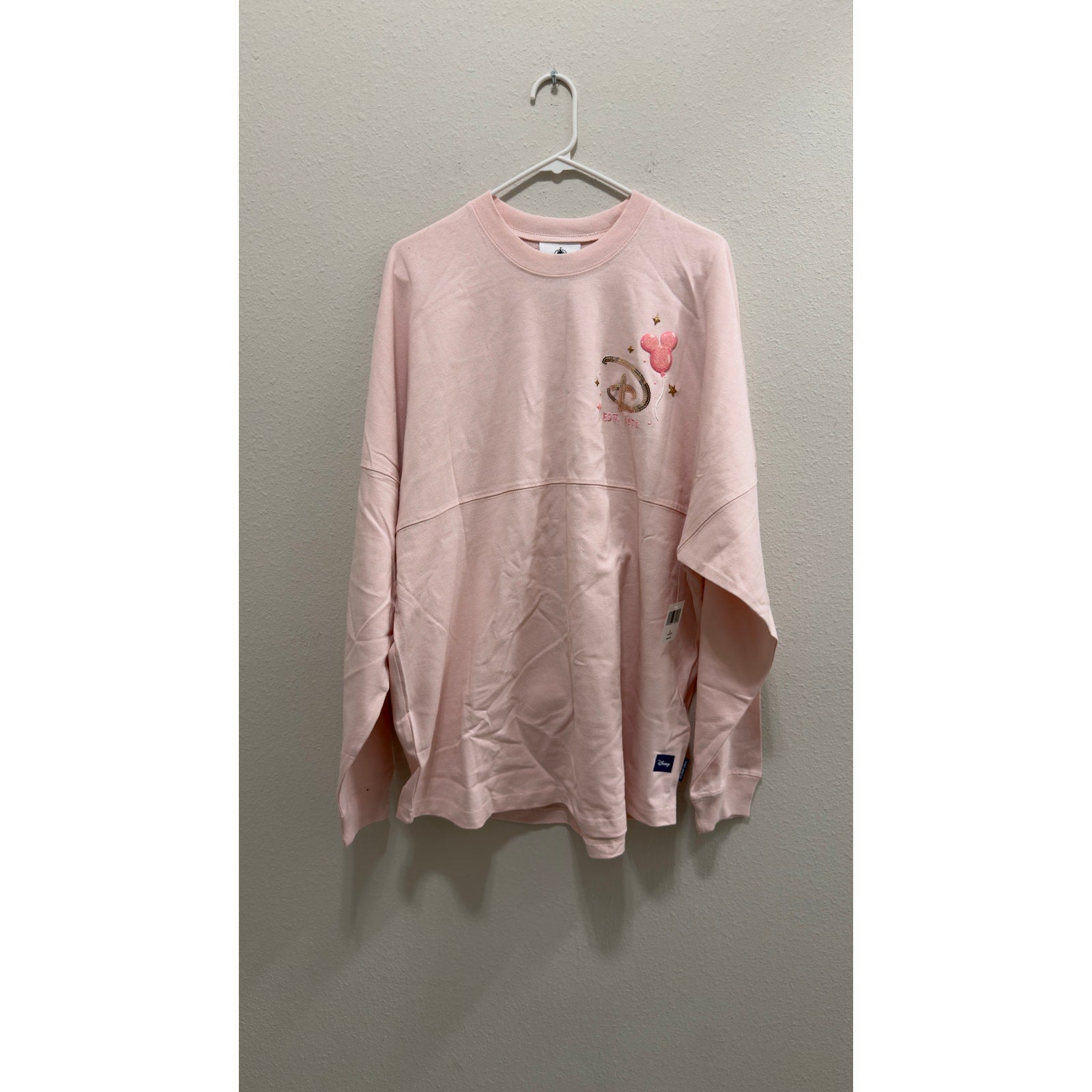 Disney Spirit Jersey Walt Disney World Balloons Rose Gold Sequins Large NWT