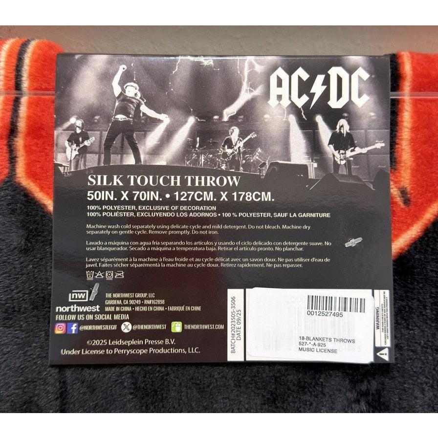AC/DC Rock Band Logo Silk Touch Throw Blanket – 50" x 70" – NWT