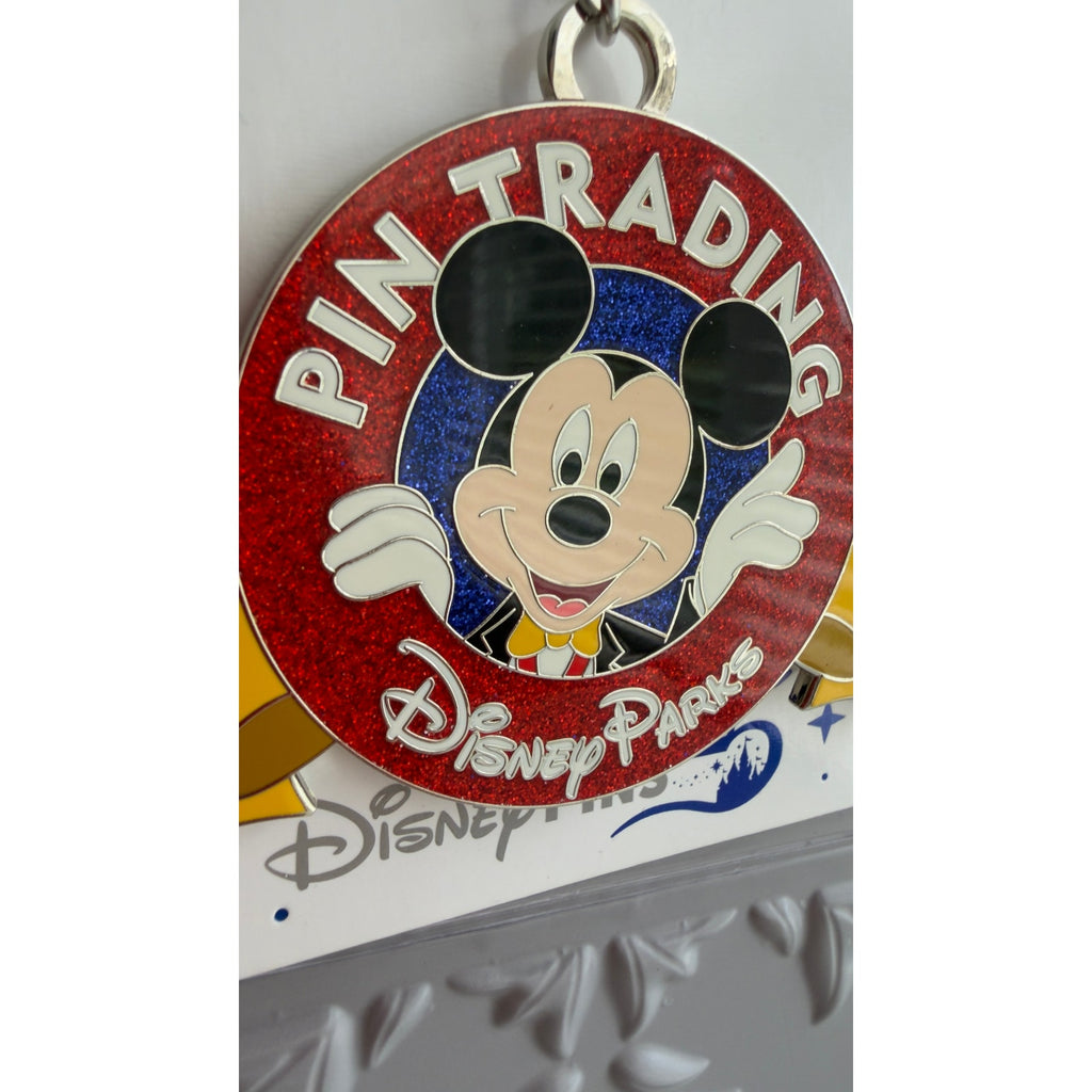Disney Parks Pin Trading 25th Anniversary Mickey Lanyard Medallion Bag Charm NEW