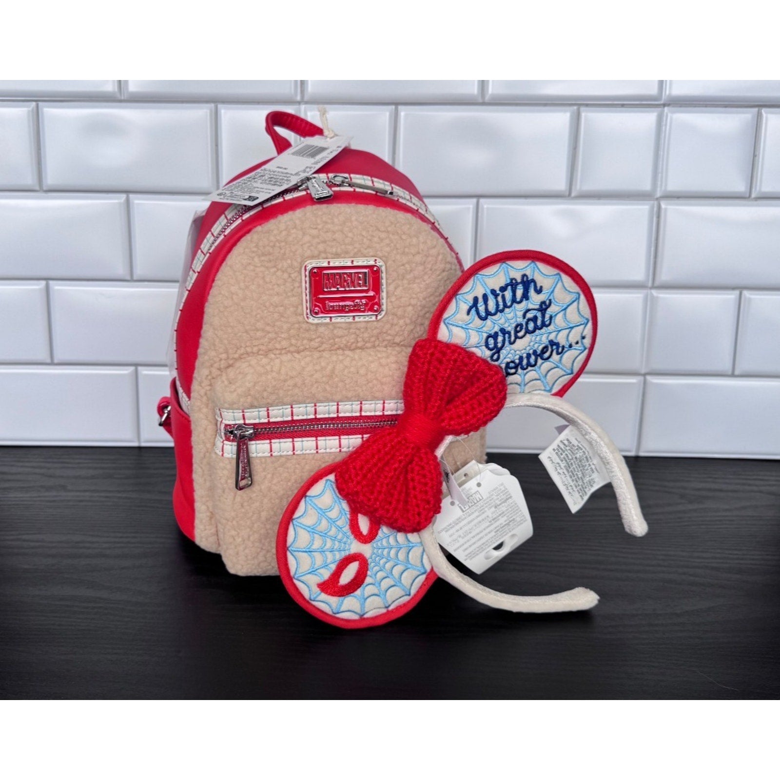 Loungefly x Marvel Disney Parks Spider-Man Faux Fur Mini Backpack NWT