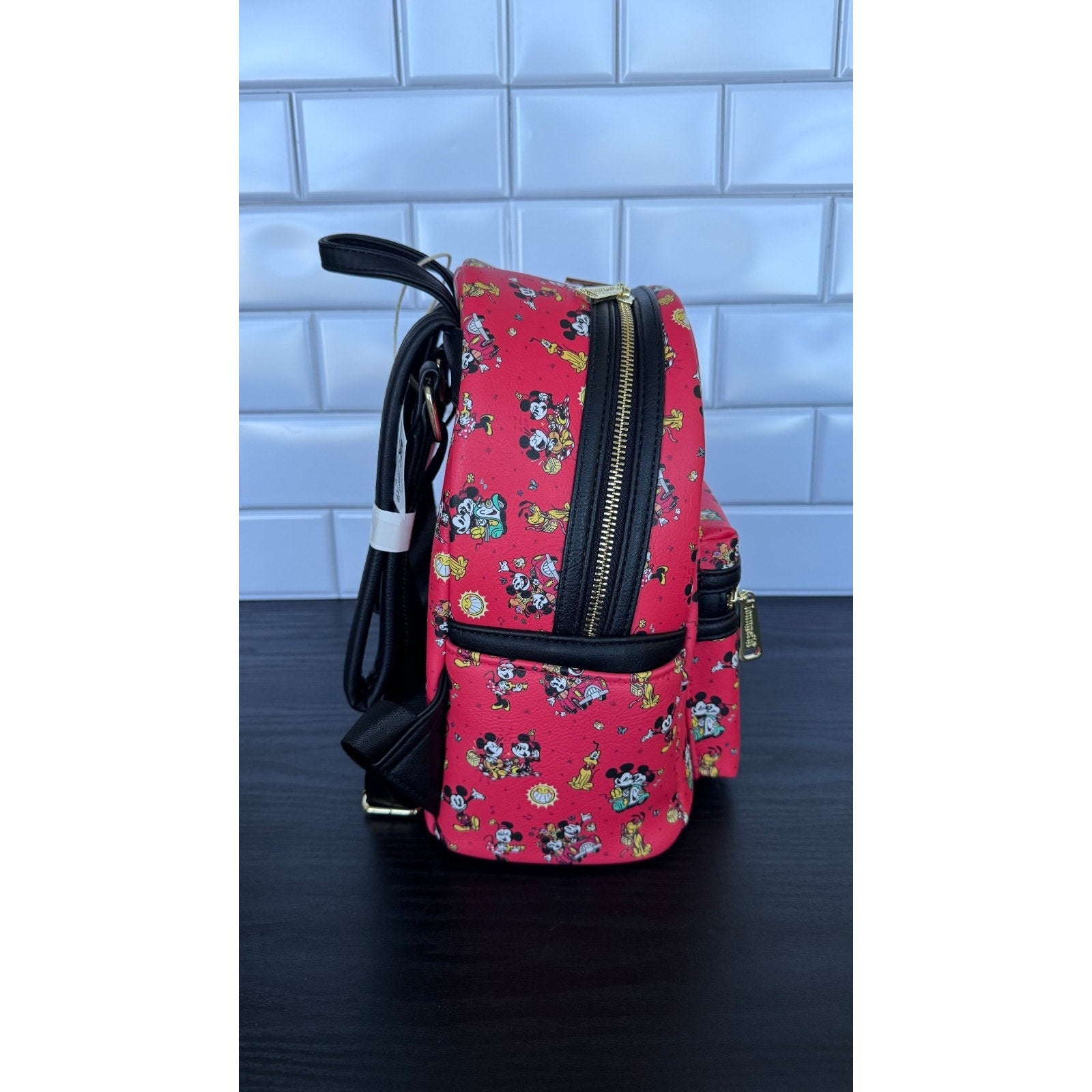 Disney Parks x Loungefly Mickey & Minnie Runaway Railway Mini Backpack Red AOP