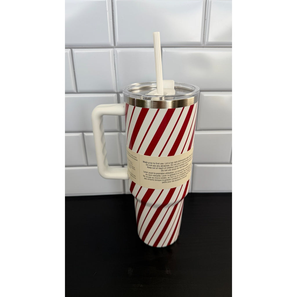 Ashland 40oz Stainless Steel Insulated Tumbler - Peppermint Stripe Print NEW