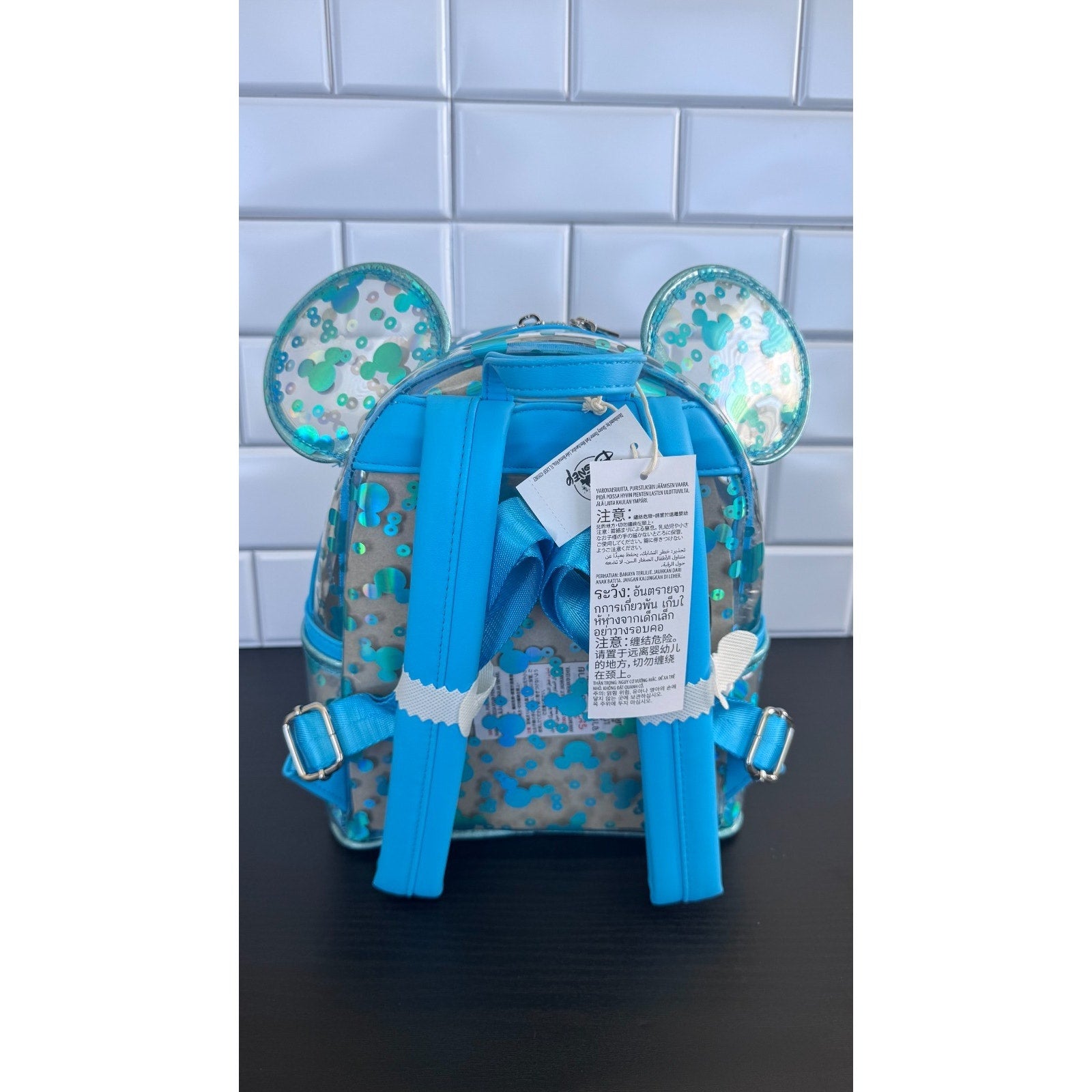 Disney Parks Loungefly Clear Translucent Mickey Sequin Mini Backpack NWT