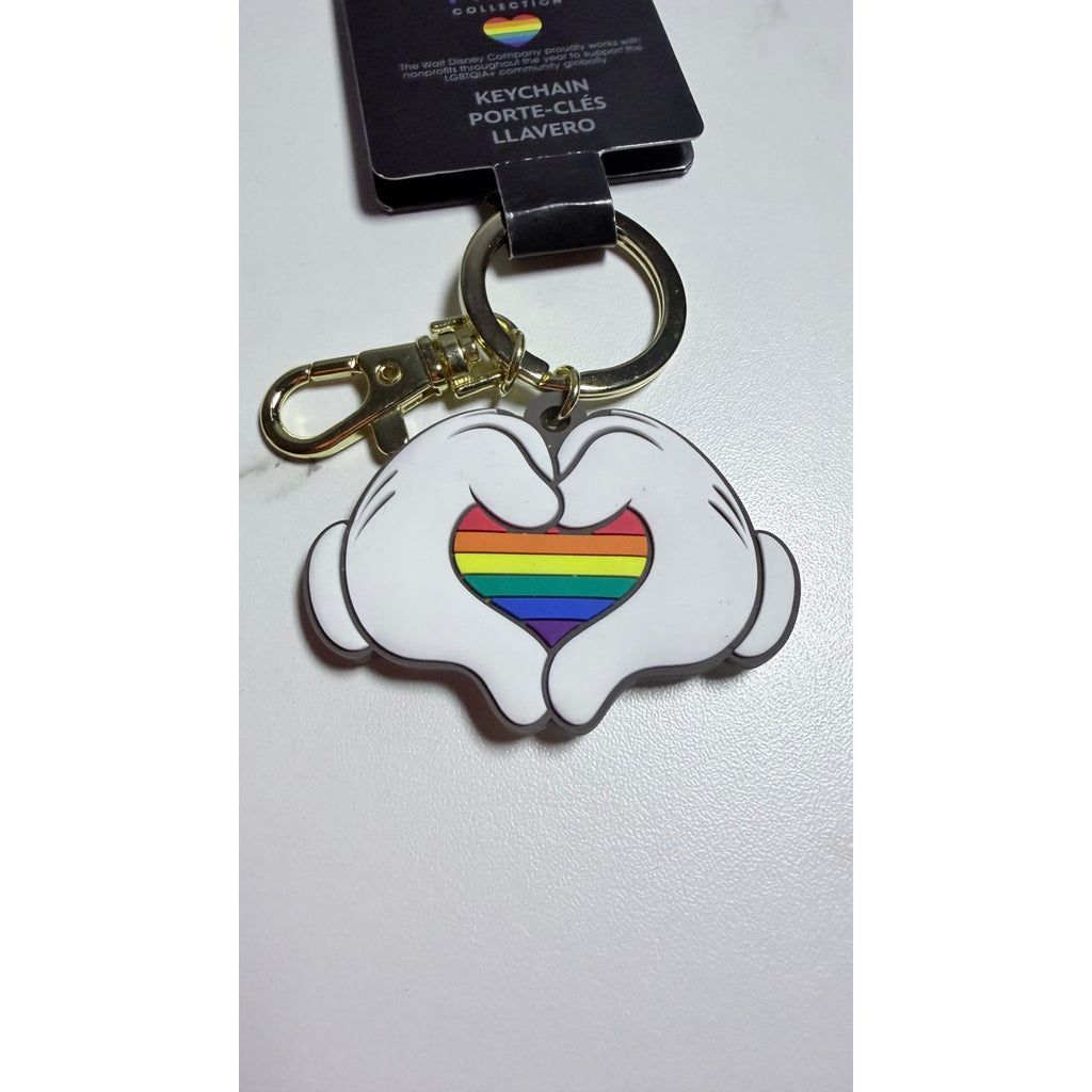 Disney Parks Mickey Mouse Heart Hands Keychain Pride Collection NWT