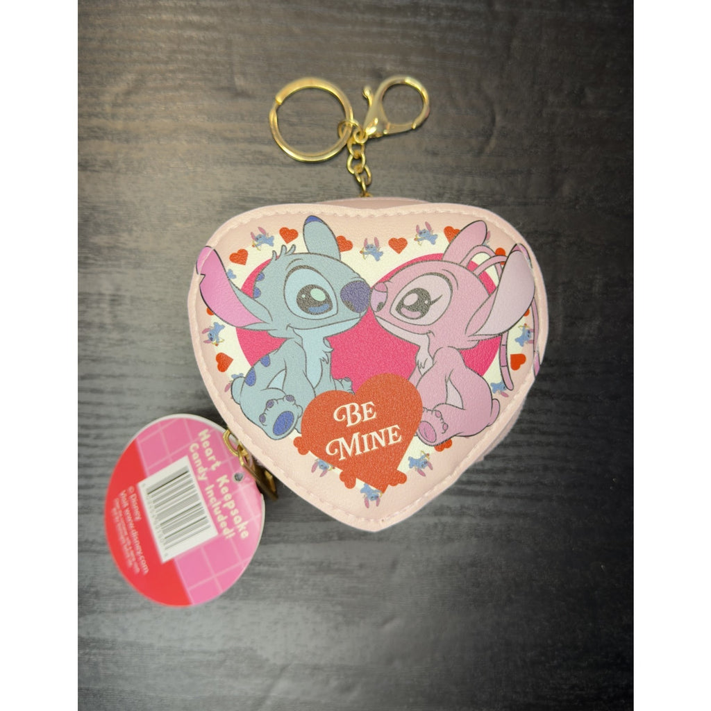 Disney Stitch & Angel Candy Heart Keepsake Keychain/Coin Purse NWT