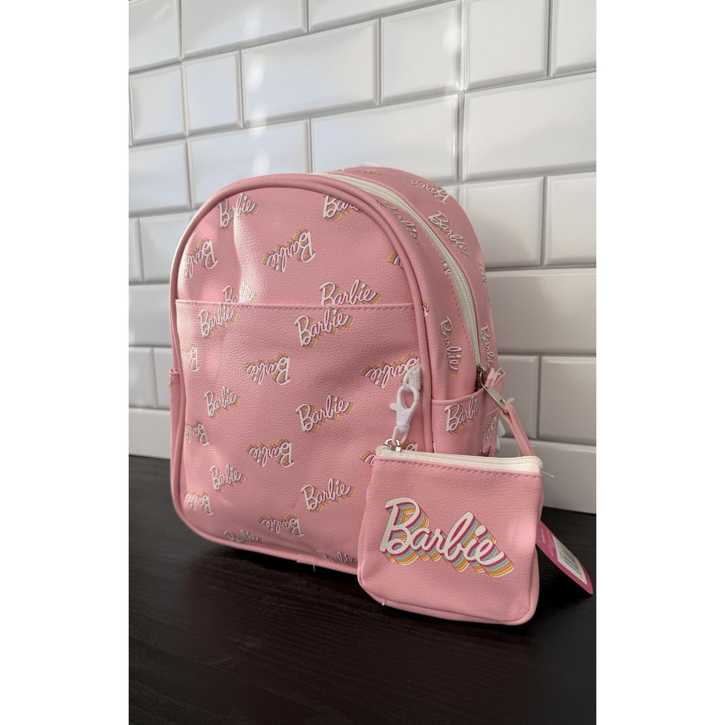 NEW Barbie Pink Logo Mini Backpack and Coin Purse Set