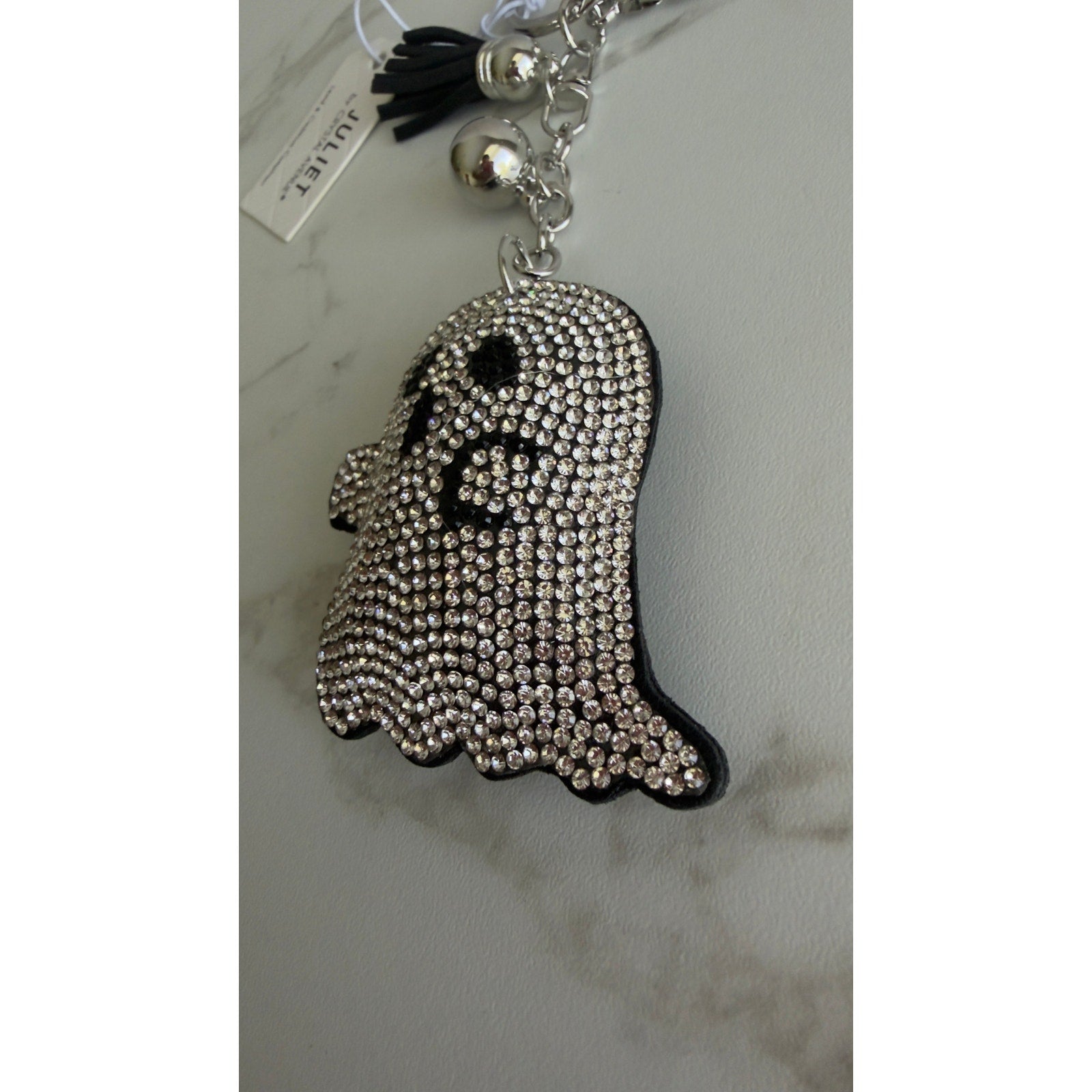 Juliet Crystal Avenue Halloween Rhinestone Ghost Keychain Bag Charm NWT
