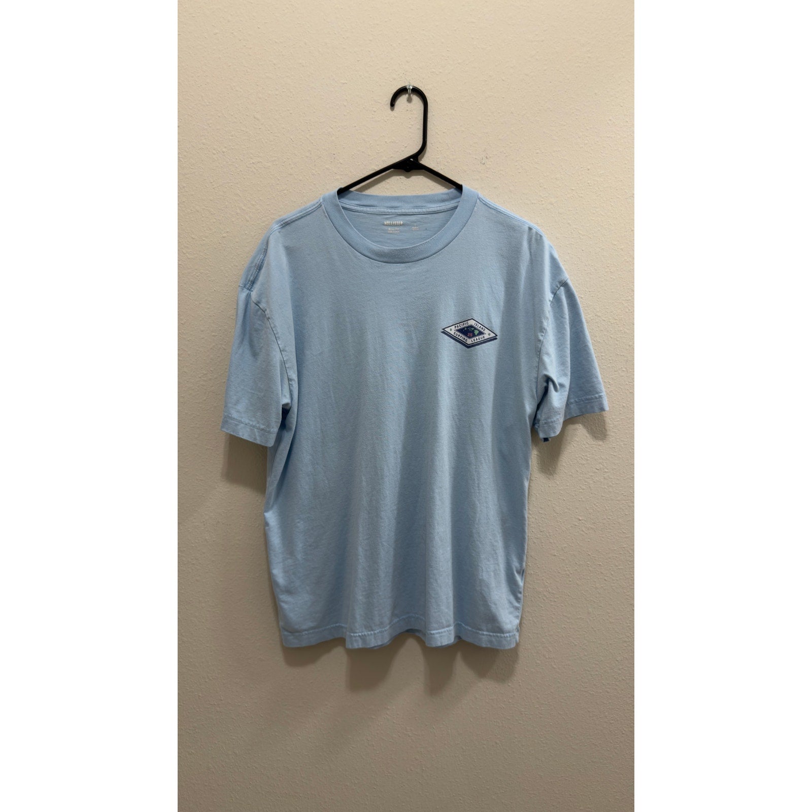 Hollister Hawaii Surf Nationals Graphic T-Shirt Boxy Fit Light Blue Size Large