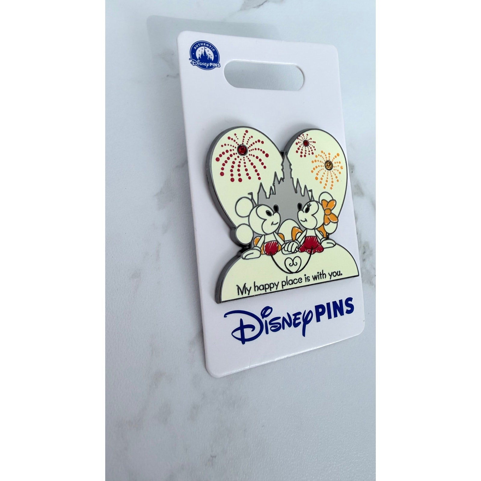 Disney Parks Mickey and Minnie Mouse "My Happy Place is With You" Pin