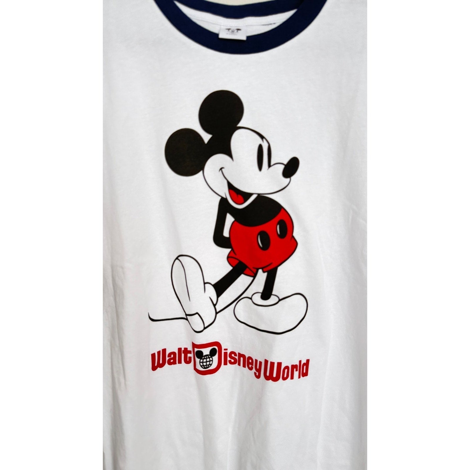 NWT Classic White Mickey Mouse Walt Disney World Ringer Tee Adult XL
