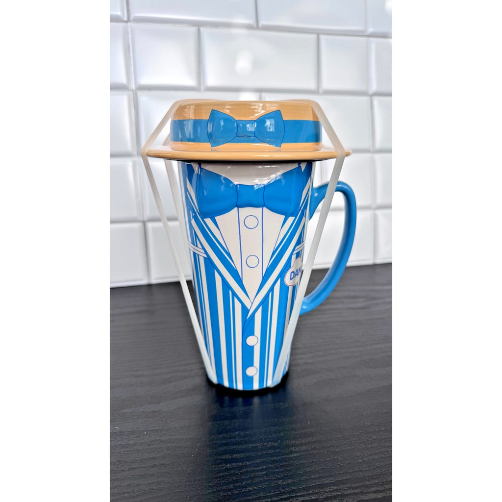 Disney Parks The Dapper Dans 18OZ Ceramic Coffee Mug W/Lid Blue White NEW