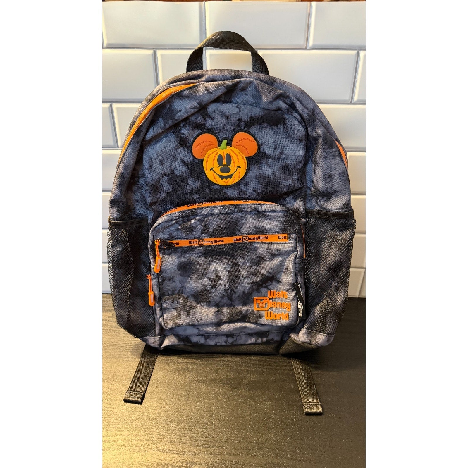 Disney Parks Mickey Mouse Halloween Pumpkin Canvas Backpack NEW