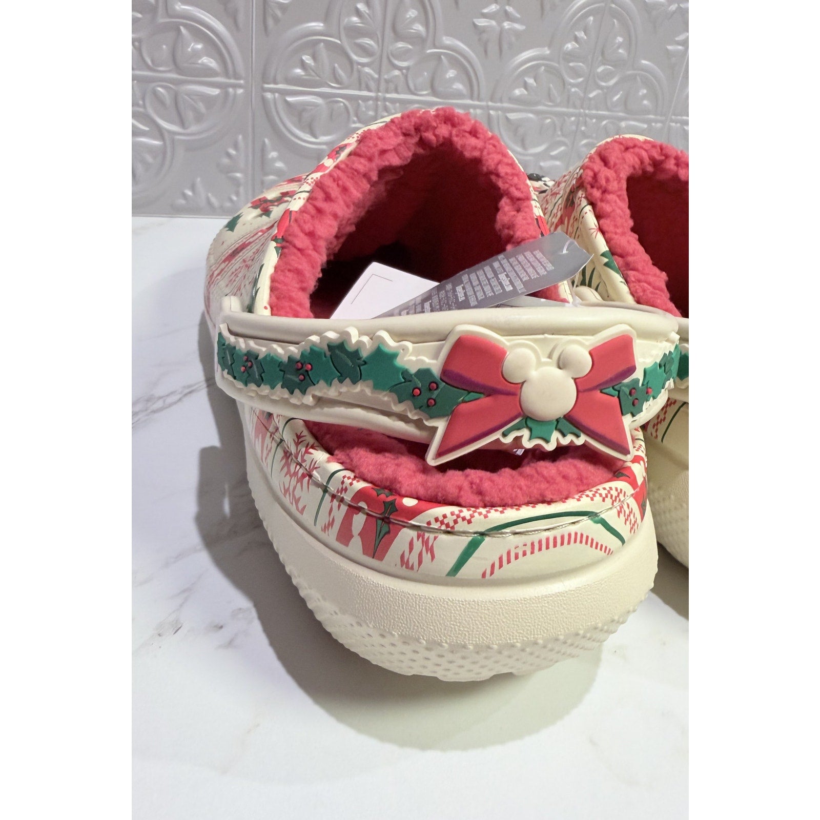 Disney Parks Mickey Mouse Santa Holiday Fair Isle Lined Crocs (M10/W12)
