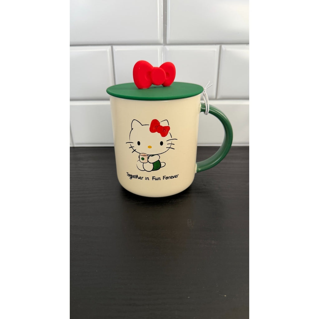 NEW Starbucks x Hello Kitty Ribbon 2025 Limited Edition Ceramic Mug 16oz w/ Lid