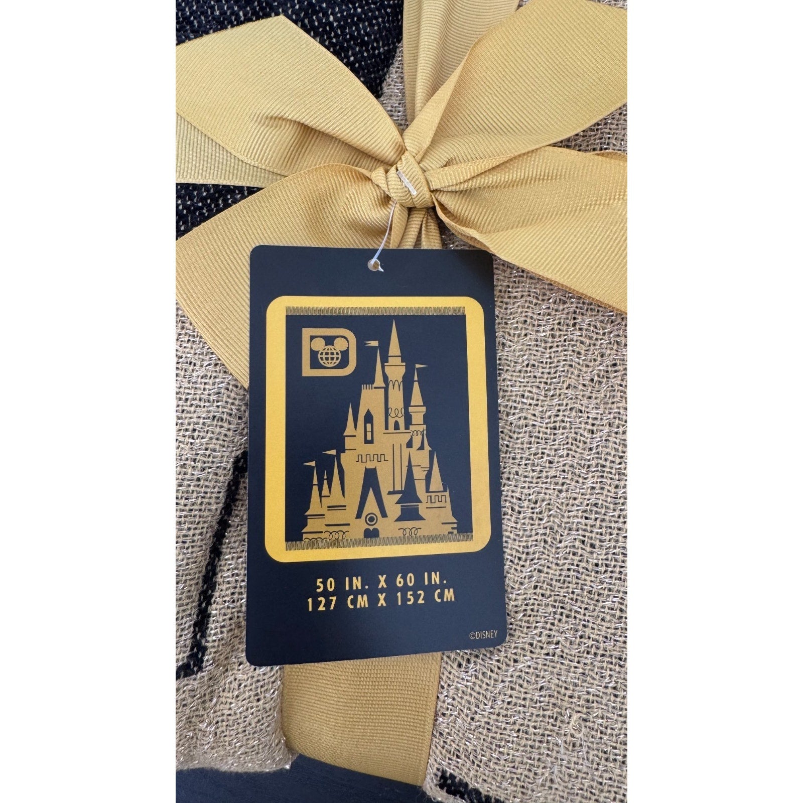 Disney Parks Cinderella Castle Woven Throw Blanket Black & Gold | 50" x 60" NWT