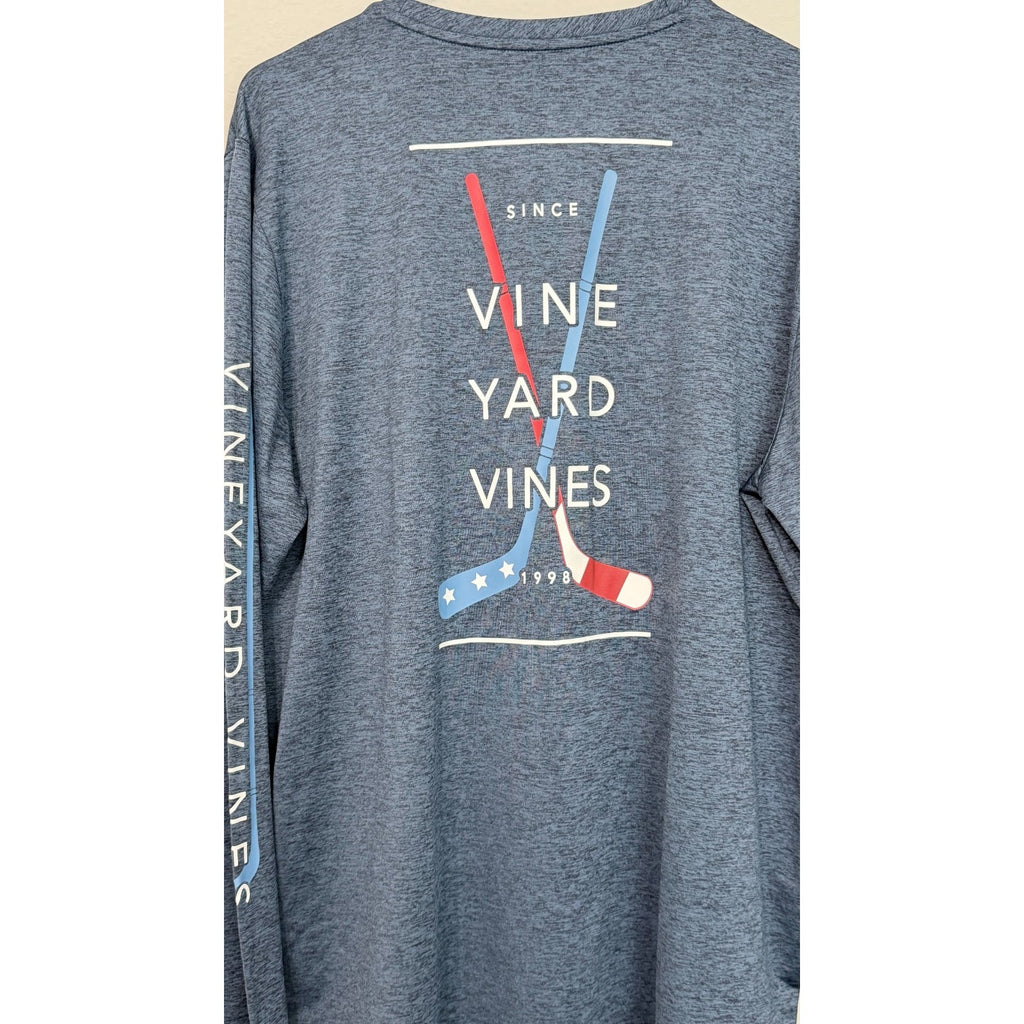 NWT Vineyard Vines Hockey Sticks Long-Sleeve Harbor Performance Tee Adult L
