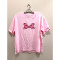 Disney Parks Women's Minnie Mouse Sequin Bow & Hearts Pink T-Shirt Large NWT
