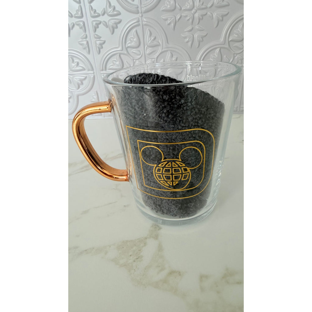 Walt Disney World Cinderella Castle Clear Glass Mug with Gold Handle NWT