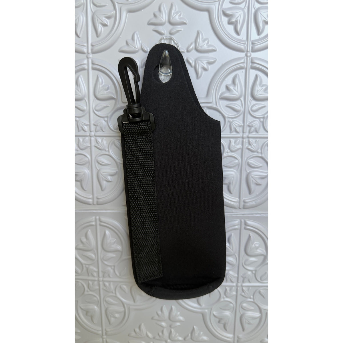 Black Neoprene Water Bottle Sleeve Holder Carrier Pouch w/ Clip NEW