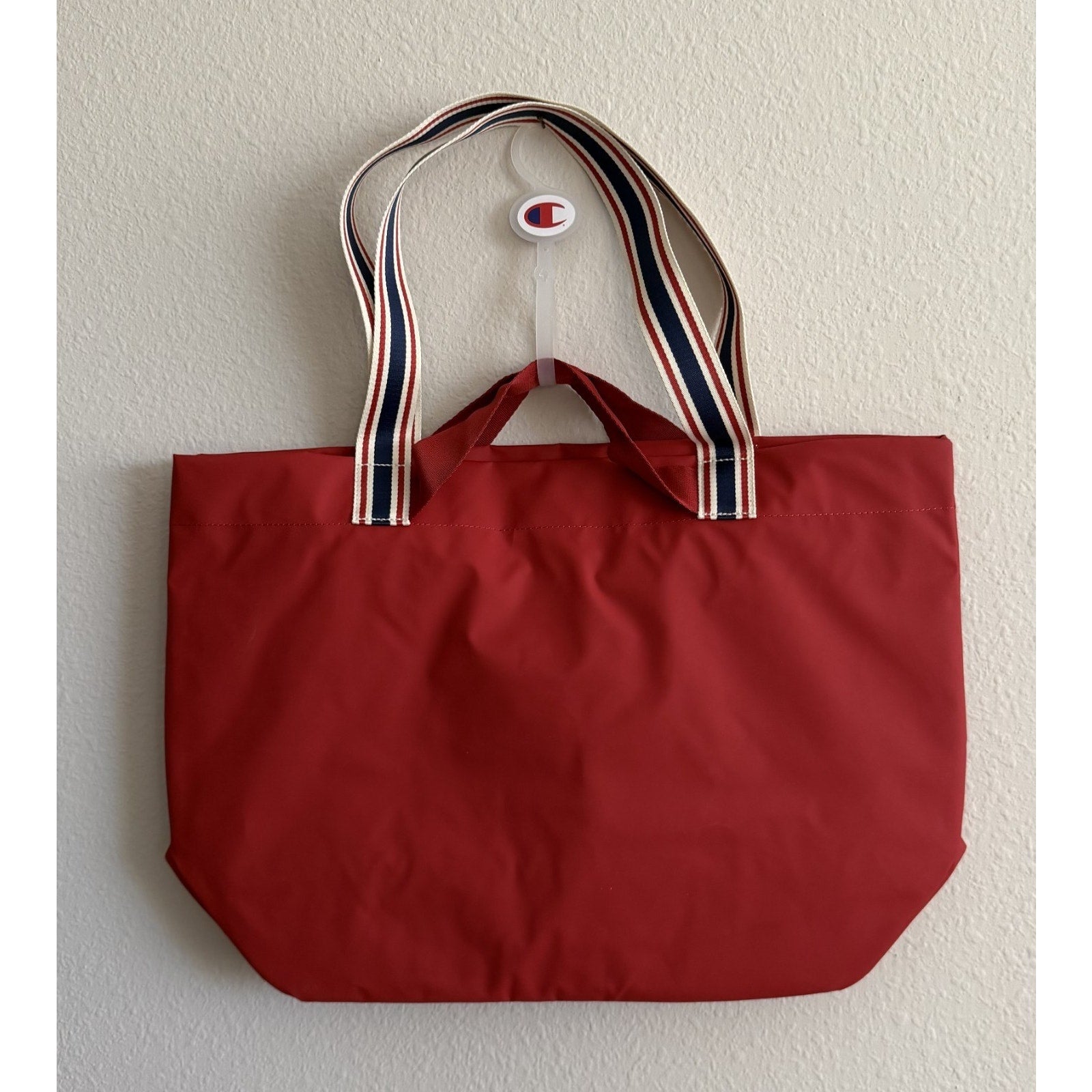 NEW Champion Harbor Tote Bag Red Canvas Striped Handles