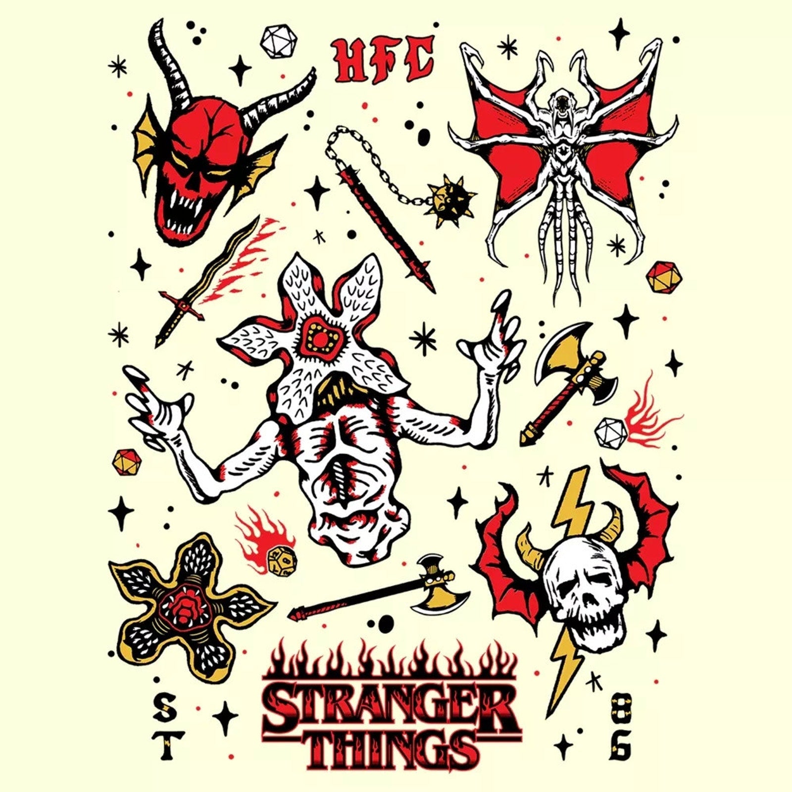 Stranger Things HELLFIRE CLUB Icon Collage T-Shirt - Men's Large NWT