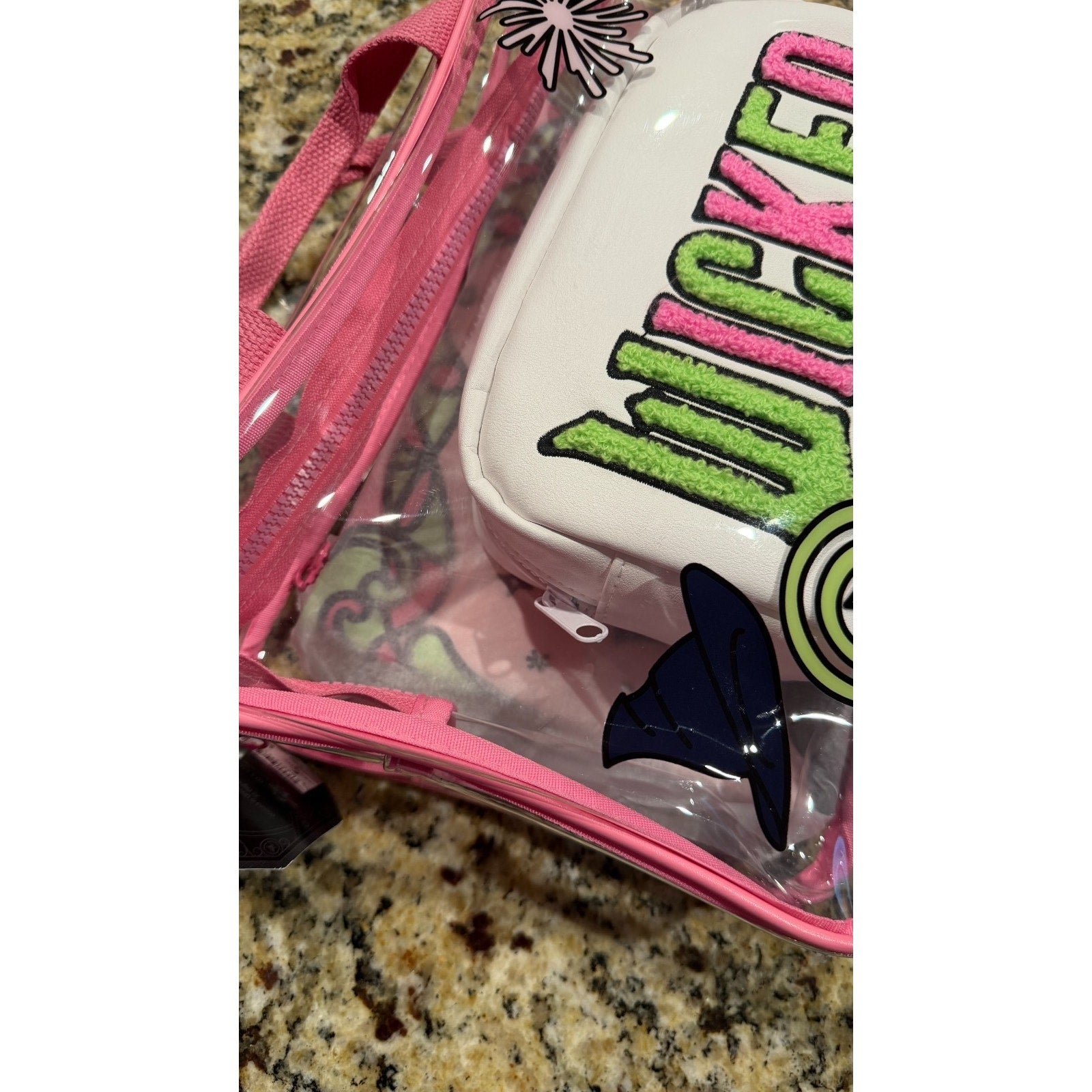 NEW Wicked Musical 3-Piece Cosmetic Bag Set - Clear & Pink