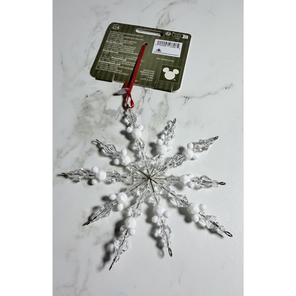 Disney Mickey Mouse Beaded Snowflake Holiday Ornament NWT