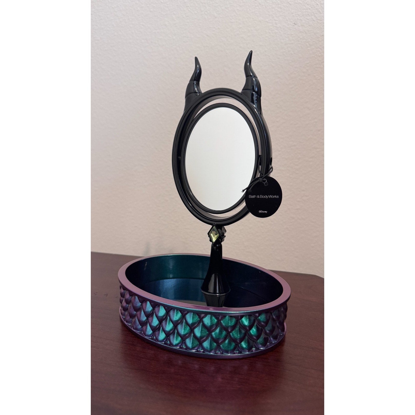NWT BBW Disney Villains MALEFICENT HORNS Body Care Tray - Dragon Scale Mirror
