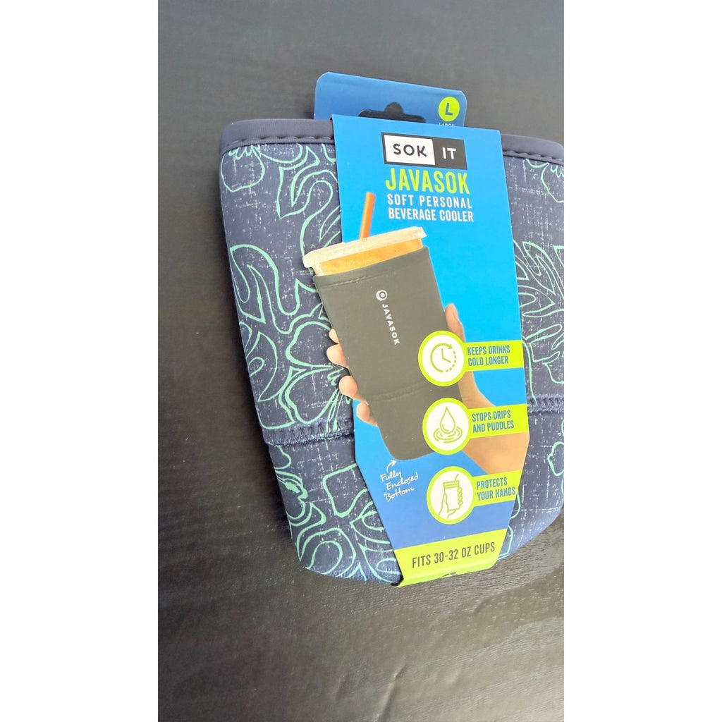 JavaSok "Monstera" Iced Coffee Sleeve - Large 30-32oz NWT